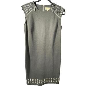 Michael Kors Women’s Gray Dress With Brass Grommets And Zipper Details Size 6